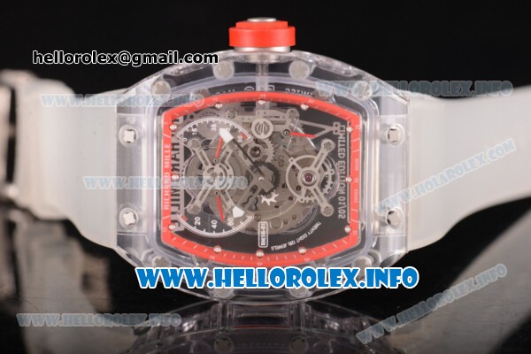 Richard Mille RM 56-01 Tourbillon Miyota 6T51 Manual Winding Sapphire Crystal Case with Skeleton Dial and Aerospace Nano Translucent Strap - Red Inner Bezel - Click Image to Close